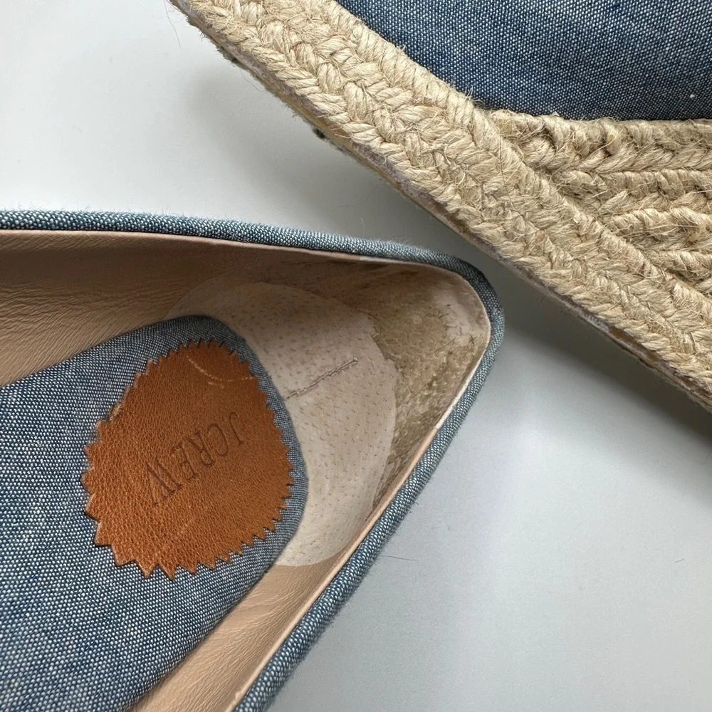 J.Crew Women’s Seville Espadrille Platform Wedge Canvas Light Blue Sz 9